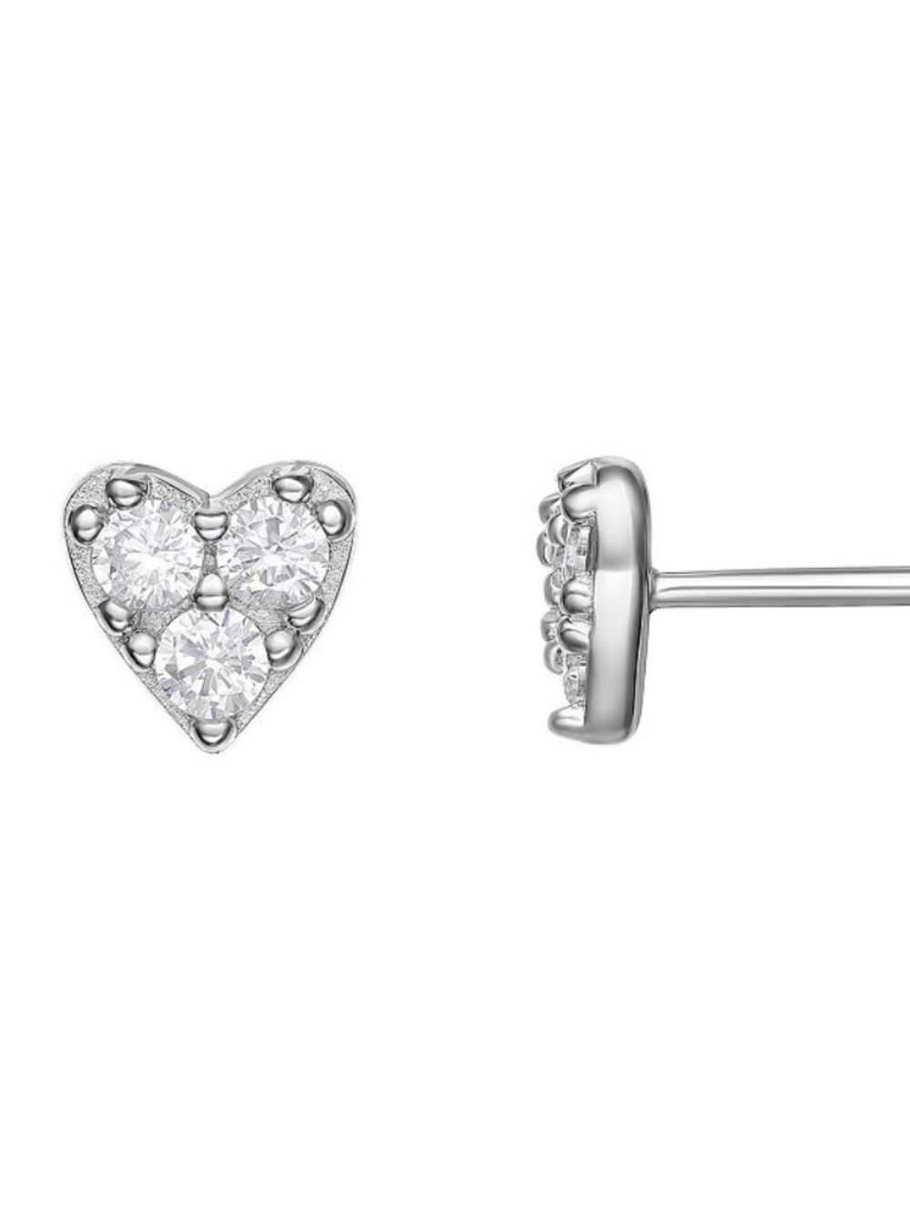 PRIMROSE Sterling Silver Cubic Zirconia Pave Heart Stud Earrings
